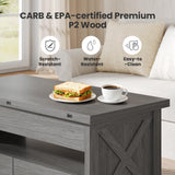 Amada Lift Top Coffee Table with Storage, Farmhouse Wood Coffee Table with Hidden Compartment, One Open Shelf and Two Drawers, Center Table for Living Room and Home Office, Gray AMADA HOMEFURNISHING