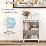 Tangkula Classic White Bathroom Storage Cabinet with Adjustable Shelf and Solid Wood Legs Tangkula