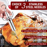 QPMR Meat Injector Syringe Kit, 2-oz Large Capacity Marinade Turkey Injector with 3pcs Stainless Steel Marinade Injector Needles for BBQ Grill Smoker & Turkey & Brisket QPMR