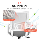 NEO CHAIR Office Chair Computer Desk Chair Gaming Ergonomic Mid Back Cushion Lumbar Support with Comfy Mesh Adjustable Swivel Rolling Home (Grey) NEO CHAIR
