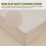 Lviden 7 Pieces Outdoor PE Wicker Furniture Set Patio Rattan Sectional conversation sofa set with Khaki Cushions and Glass Top Table Lviden