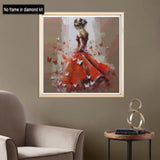 Diymood DIY 5D Diamond Painting Kits for Adults Woman - Diamond Art Kits for Adults Red Dress Dancer | Full Drill Round | Crystal Mosaic Picture | Beginner | Home Wall Decor | 16x16 Inch Diymood