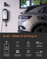 32 Amp Plug-in Smart EV Charger - Enphase IQ 40 with NEMA 14-50 Plug, 7.7kW Power, 240V, 5-Year Warranty, Wi-Fi Connected, Safety Certified, 25ft Cable & Ruggedized J1772 Connector Enphase Energy