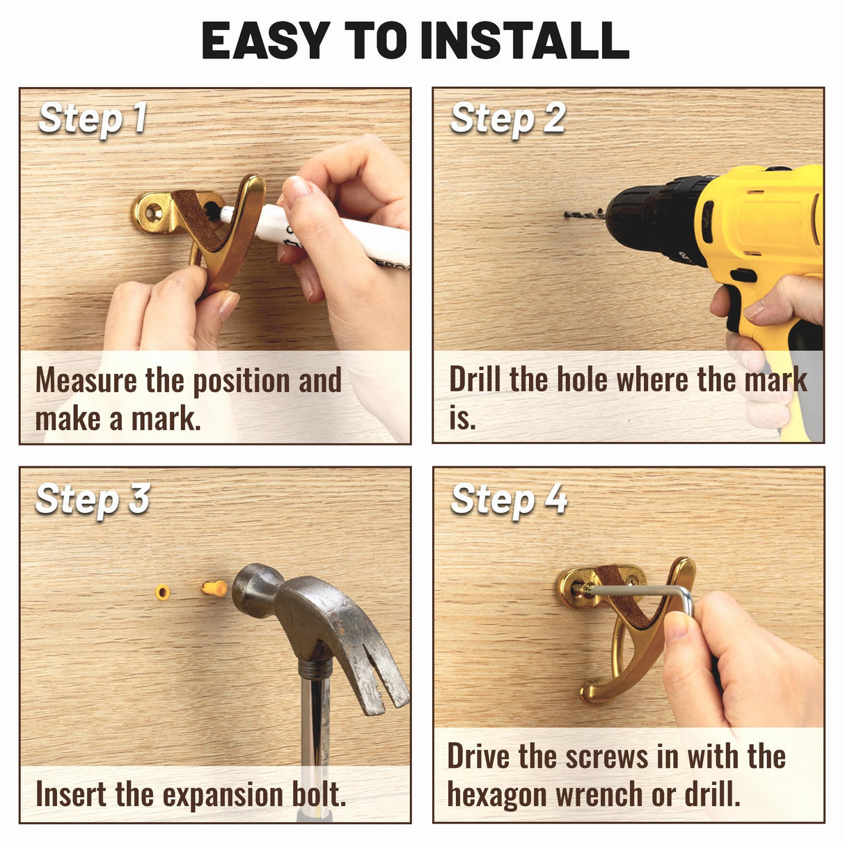 LOIUO Gun Rack Storage Wall Mount Rifles Shotgun Hooks Horizontal Metal Hangers for Storing Shotguns Rifles Archery Bow Heavy Duty Steel (Gold) LOIUO