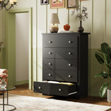 WLIVE Wood Dresser with 5 Drawer, Cabinets Dressers Wood Dresser Cabinet, Organizer Drawers for Bedroom, Living, Hallway, Measuring 15.7" W*31.4" D*45.3" H, Black ﻿ WLIVE