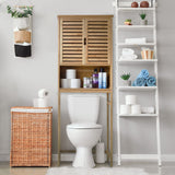 Bamboo Over-The-Toilet Storage Cabinet with Doors and Adjustable Shelves by MUPATER MUPATER