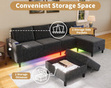 Yzyuankeji Smart Sectional Couches for Living Room, 6 Seat U/L Shaped Sectional Sofa with RGB Light/Charging, Modern Living Room Furniture for Apartments/Office/More (Dark Grey) Yzyuankeji