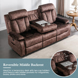 GUEAPY Power Reclining Sofa – 3 Seater Reclining Couch with Massage & Heat, Drop-Down Table, USB & Type-C Charging Ports, Cup Holders, Dutch Velvet,Power Sofa for RV，Media Room & Living Room GUEAPY