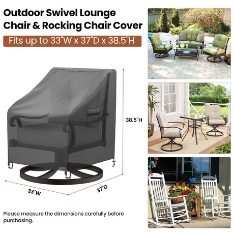 Mrrihand Outdoor Swivel Lounge Chair Cover Waterproof, 2 Pack Heavy Duty Patio Rocking Chair Covers for Outdoor Furniture, 33" W×37" D×38.5" H, Black Mrrihand