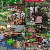 5 FT Wooden Garden Bridge, Classic Wood Arc Footbridge w/Safety Rails & 400 lbs Capacity, Decorative Pond Bridge for Outdoor Garden Yard Back Yard Creek Farm WoodArtSupply
