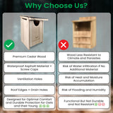 Owl House Cedar - Waterproof Owl Boxes for Outside - Nesting Box for Barn, Screech, Barred - Owl Box 16“ x 12” x 11” - Easy to Install - Bags of Cedar Wood Shavings Moonity