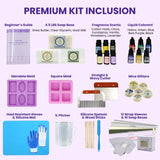 Soap Making Kit for Beginners | 4.5LBS Melt & Pour Soap Base - Shea Butter, Clear Glycerin & Goat Milk, All-in-one Soap Kit w/Molds Fragrances Colors Soap Making Tools & Supplies for Adults (Premium) BeadHub