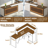 Gguileb L Shaped Reception Desk, Solid Wood Front Desk with Counter & Lockable Drawers, Retail Checkout Customer Service Counter for Home Office Lobby Store,(I,63in-Right) Gguileb