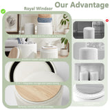 Round Ottoman with Storage Set of 2,Vanity Stool with Storage for Bedroom, Ottoman Coffee Table,Small Velvet Foot Stool Ottoman for Living Room, White Royal Windsor