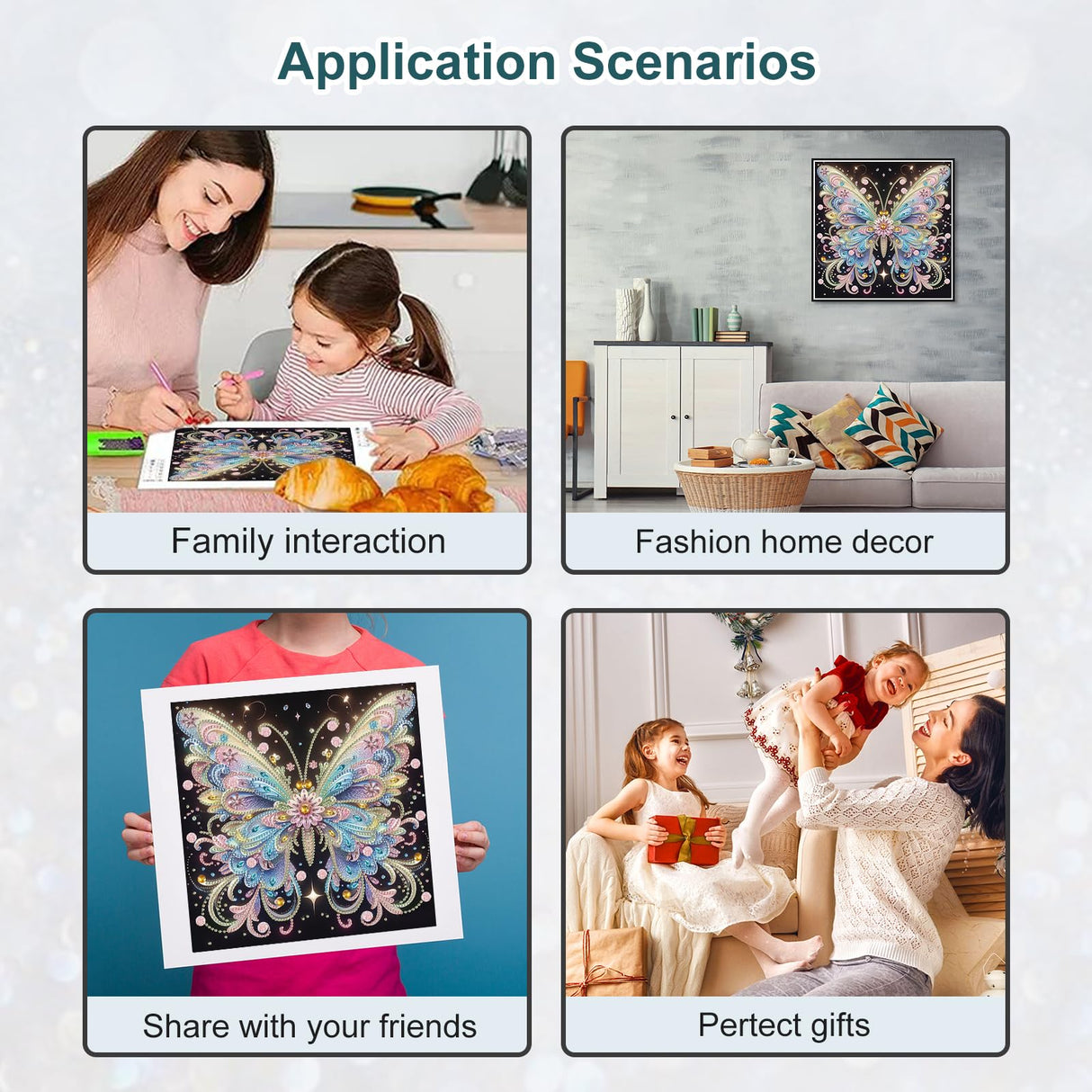 Acudotr Butterfly Diamond Painting Kits for Adults, 5D Special Shape Diamond Art Kits for Beginners, Crystal Rhinestones Diamond Painting for Home Wall Decoration, 12×12 Inch Acudotr