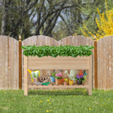 Highpro Wooden Raised Garden Bed with Legs, 48x24x30in Elevated Planter Box Stand Outdoor with Large Storage Shelf and Bed Liner for Backyard, Patio, Natural Cedar Wood Highpro