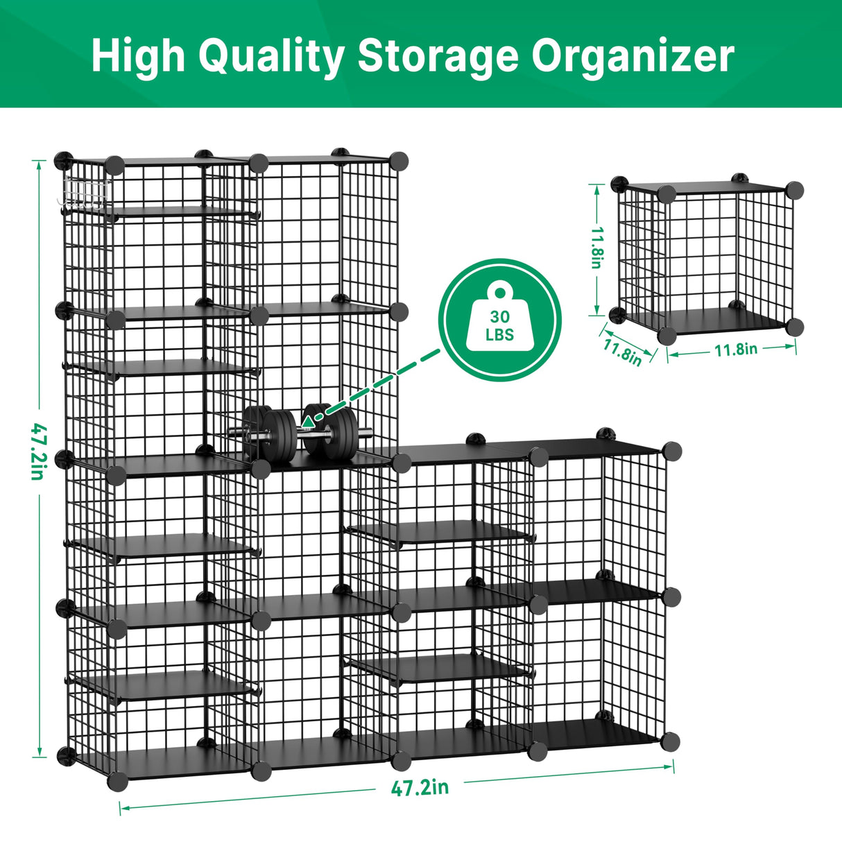 Kiivoena Wire Cube Storage Organizer, 12 Cubes Converted into 14 Cubes, Sturdy Metal Grids Storage Shelf Closet Shelving Units and Storage, Shelves for Bedroom LIvingroom Office Kiivoena