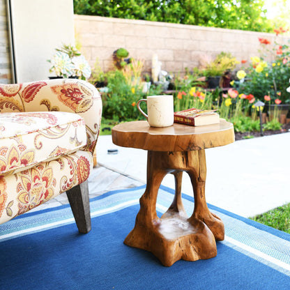 WELLAND Live Edge Natural Teak Side Table - WoodArtSupply