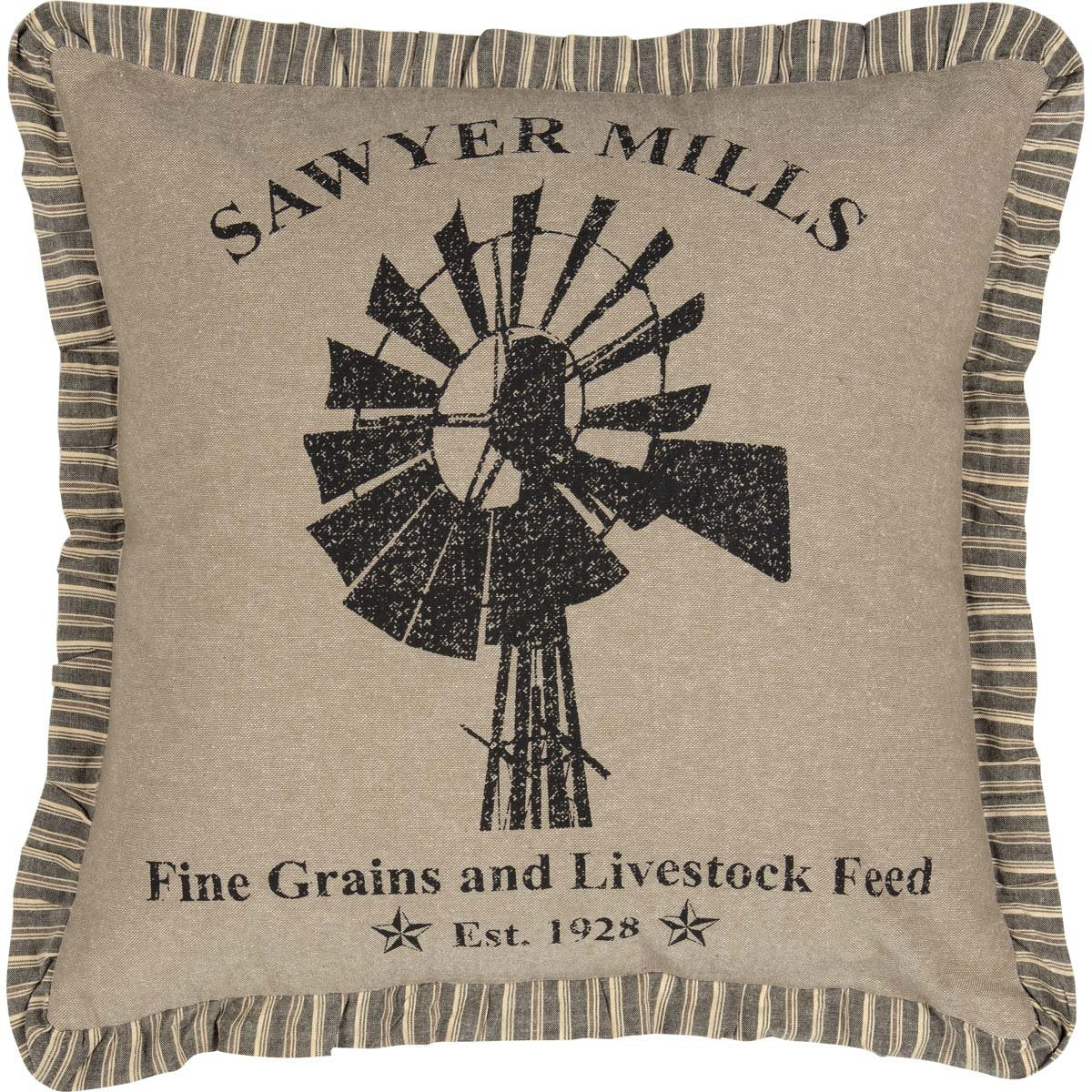 VHC Brands Farmhouse Sawyer Mill™ Charcoal Windmill Throw Pillow, Tan VHC Brands