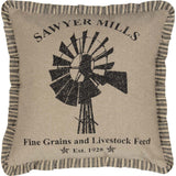 VHC Brands Farmhouse Sawyer Mill™ Charcoal Windmill Throw Pillow, Tan VHC Brands