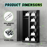 INTERGREAT Wardrobe Cabinets with Locking Doors and Shelves, Clothing Locker 72" X 32" X 16" Storage Cabinets for Home Room,Fire Department, School, Employee,Gym,Government (Black) INTERGREAT