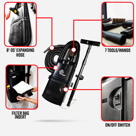 Adam's Polishes Wall Mounted Vacuum - Premium Car Detailing Vacuum for Garage or Shop | Powerful Suction Heavy Duty Detailing Adam's Polishes