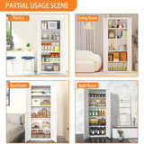 Howzone Food Pantry Cabinet, 71" Kitchen Pantry Storage Cabinets with Doors and Adjustable Shelves, Metal Hutch Cabinet with Storage for Kitchen, Living Room, Dining Room, White Howzone