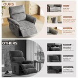 Rhevoy Oversized Power Recliner Chair Swivel Glider with Massage and Heat, Rocker Nursery Recliner for Adults with Adjustable Headrest, 26" Extra Wide Nursery Chair with Overstuffed Armrest, Dark Grey Rhevoy