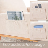 YUUIJOAA Rocking Chair Nursery - Glider Modern Accent Chairs Upholstered Linen Nursing Rocker Padded Armchair for Indoor Living Room Bedroom Beige YUUIJOAA