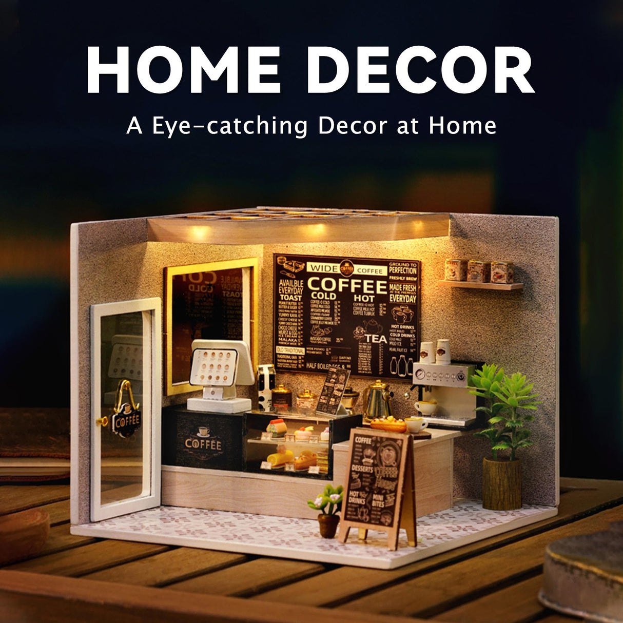 Flever Dollhouse Miniature DIY House Kit Creative Room with Furniture for Romantic Valentine's Gift (Leisurely Coffee Shop) Flever