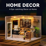 Flever Dollhouse Miniature DIY House Kit Creative Room with Furniture for Romantic Valentine's Gift (Leisurely Coffee Shop) Flever