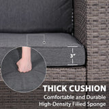 JOIVI Patio Furniture Set, All-Weather Outdoor U-Shaped Patio Conversation Set, 4 Piece PE Rattan Wicker Small Sectional Patio Sofa Set with Tempered Glass Coffee Table, Dark Gray JOIVI