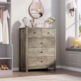 GarveeHome Grey 5 Drawer Dresser for Bedroom, Modern Tall Dresser Organizer with Storage Drawers, Wooden Chests of Drawers for Bedroom, Entryway, Hallway, Home Office GarveeHome