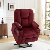 MCombo Power Lift Recliner Chair Sofa with Extended Footrest,3 Positions,Hand Remote Control,2 Cup Holders,USB Ports for Elderly People, 7507 (Fabric, Burgundy) MCombo