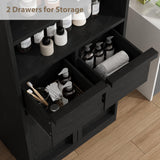 GarveeHome Tall Bathroom Cabinet, Floor Storage Cabinet with Doors & 2 Drawers, 51" H Tall Organizer Cabinet Freestanding for Bathroom, Living Room, Kitchen & Pantry (Black) GarveeHome