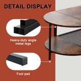 SENIG Oval Coffee Table with Rustic Wood Finish, 2-Tier Storage Shelf and Metal Frame, Living Room Center Table Modern, Vintage Brown SENIG