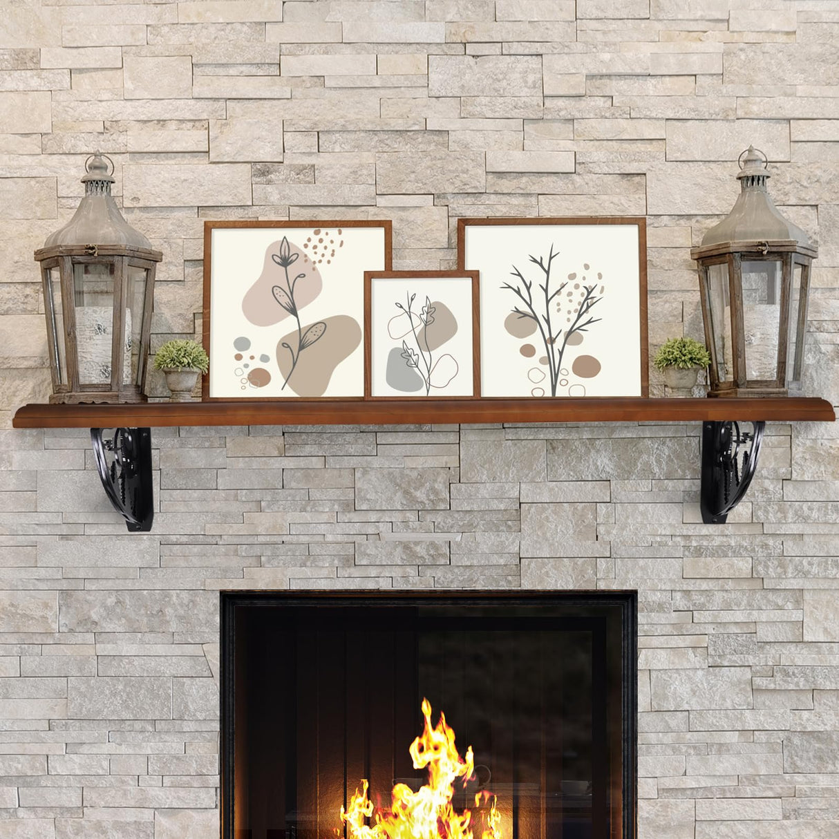 Wood Mantels for Fireplace,Handcrafted Fireplace Mantels 60 Inches,Wall Mount Fireplace Mantel Shelves,Floating Fireplace Mantel with Heavy Duty Metal Bracket for Wall Decor Living Room MYFIREPLACEDIRECT