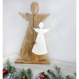 AuldHome Wood Enamel Nesting Angel Statue; Primitive Farmhouse Christmas Decor Figurine AuldHome Design