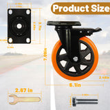 6 Inch Caster Wheels, Heavy Duty Casters Load 2800 Lbs, Industrial Swivel Silent Caster Wheels for Workbench Cart and Furniture Set of 4 Feirenql