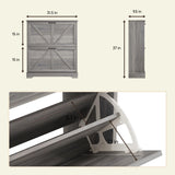 Semiocthome Farmhouse Shoe Storage Cabinet with 2 Flip Drawers, 31.5"(W) Freestanding Shoe Organizer with Barn Door and Metal Handles for Entryway, Corner Rustic Narrow Shoe Rack Cabinet - Washed Gray Semiocthome