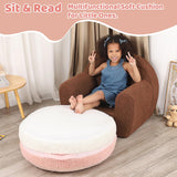 MOMCAYWEX Macaron Bean Bag Chair for Kids and Teens, Medium Bean Bag Sofa with Memory Foam Filling, 27.5"×27.5"×13.5", Pink and White MOMCAYWEX