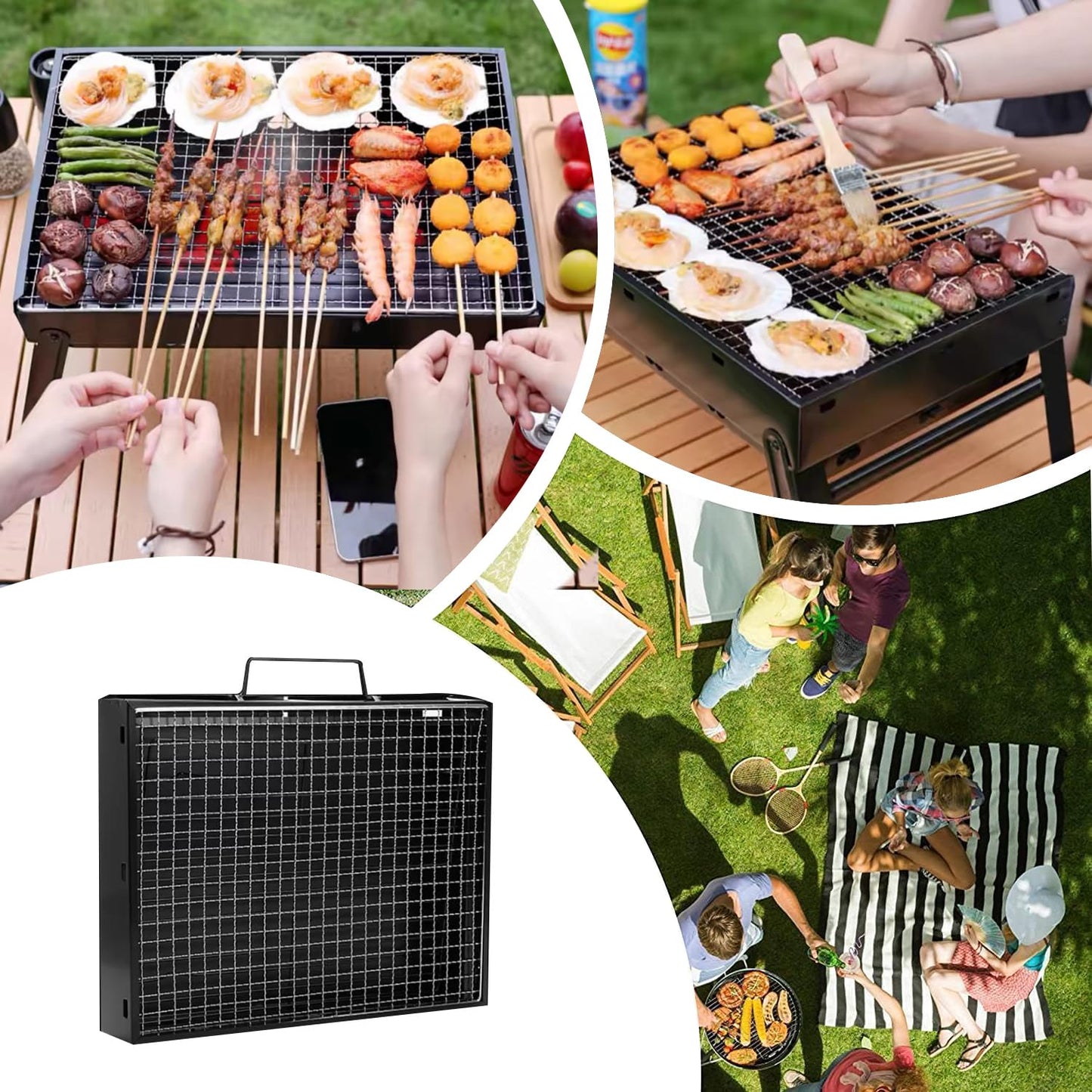 Portable Charcoal Grill,17" Folding Portable BBQ Charcoal Grill Compact Tabletop Mini Smoker Small BBQ Grill Outdoor for Travel Backyard Picnic Beach