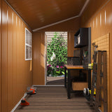 8 x 4 FT Outdoor Lean to Storage Shed, Metal Garden Tool Shed with Slooping Roof, Lockable Doors and Windows, All-Weather Weatherproof Blike shed for Garden, Patio, Lawn, Yellow LINKHOO