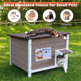 Deblue Insulated Cat Houses for Outdoor Cats, Weatherproof Feral Cat House with All-Round Foam, Wooden Cat Shelter for Multiple Cats - Grey Deblue