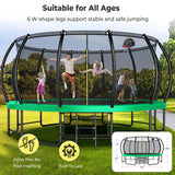 Lyromix 16FT Outdoor Trampolines for Kids and Adults, Pumpkin Trampolin with Curved Poles, Recreational Trampolin with Basketball Hoop and Safety Enclosure Net for Kids and Adults Lyromix