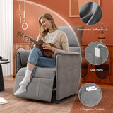 Liftsync Recliner Chair，Electric Adjustable Flannelette Recliner with Remote Control and Padded Backrest,Home Theater Recliner Single Sofa Seat with Thick Seat Cushion for Living Room Bedroom (Grey) Liftsync