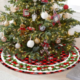 48 Inch Christmas Tree Skirt Red and Black Buffalo Plaid Christmas Tree Skirt, Snowflake Bells Decoration, New Year's Eve Holiday Party Outdoor Decoration Staraise