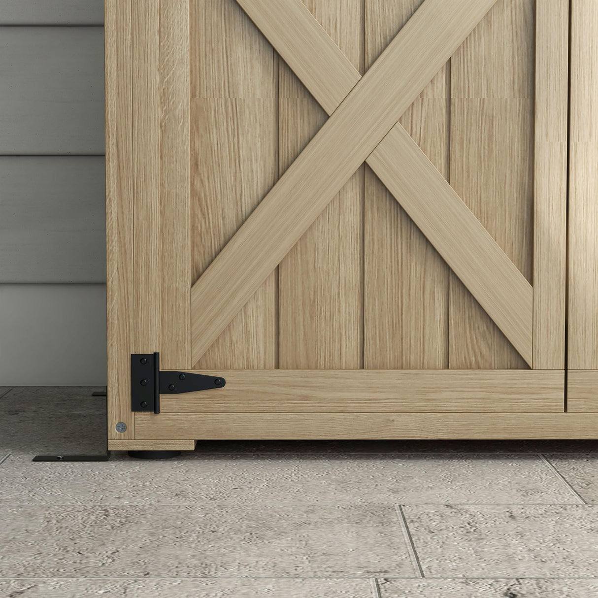 Outsunny Wooden Garden Shed, Outdoor Storage Cabinet with Waterproof Asphalt Roof, Narrow Tool Shed with Shelves and Lockable Doors, Natural Outsunny