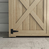 Outsunny Wooden Garden Shed, Outdoor Storage Cabinet with Waterproof Asphalt Roof, Narrow Tool Shed with Shelves and Lockable Doors, Natural Outsunny