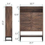 spanspace Shoe Storage Cabinet with 2 Flip Drawers & Adjustable Shelf，47-Inch Hidden Shoe Storage, Space-Saving Narrow Shoe Rack Cabinet for Hallway spanspace